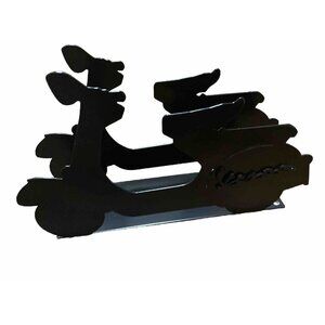 New Vespa Black Metal Mail Holder Rack Scooter 6” x 9.5” Licensed Sticker